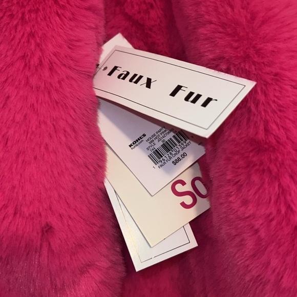 NWT Juniors SO Faux Fur Collar Cropped Jacket Size Large - Picture 5 of 10